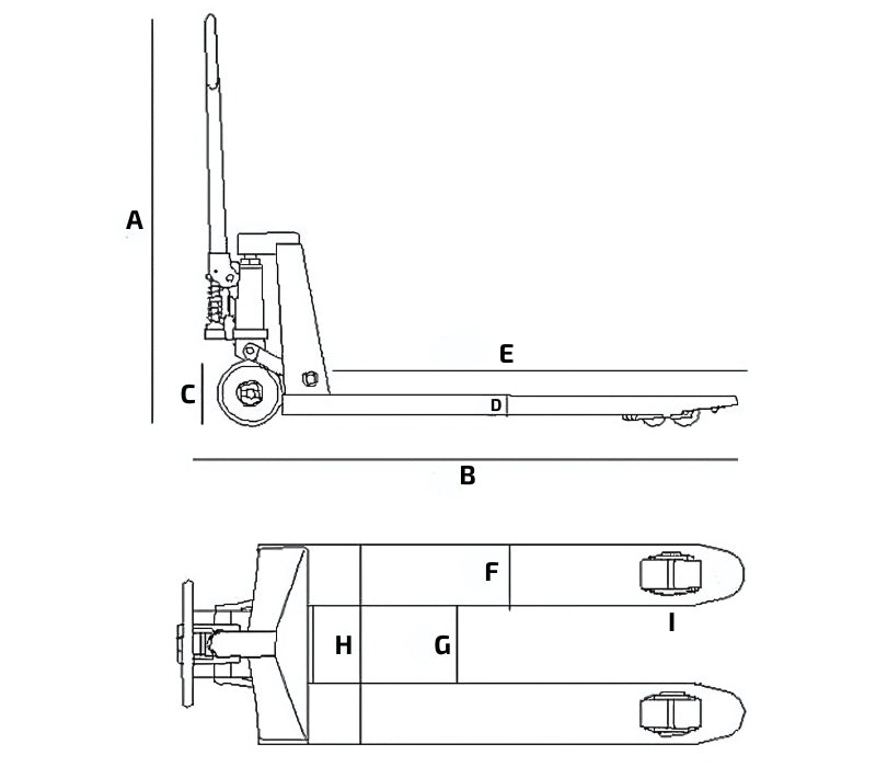 Transpalette Manuel 2500 kg - Longueur des Fourches 1150 mm