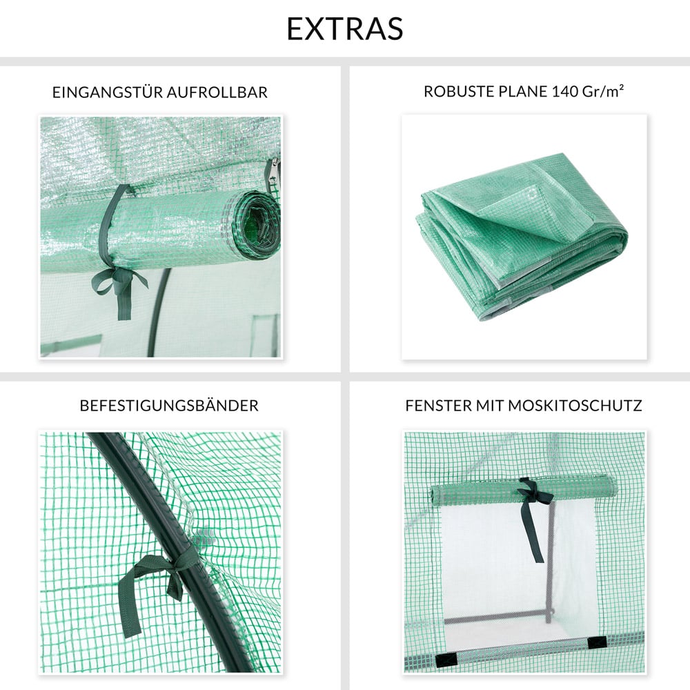 Serre de jardin tunnel 350x200x200 cm avec bâche en polyéthylène