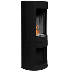 Poêle à Bois Noir avec Rangement