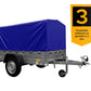 Remorque bagagère garden trailer 200 kipp 200 x 106 cm avec bâche haute bleue, arceau et roue jockey – Neuf – Prix Destockage