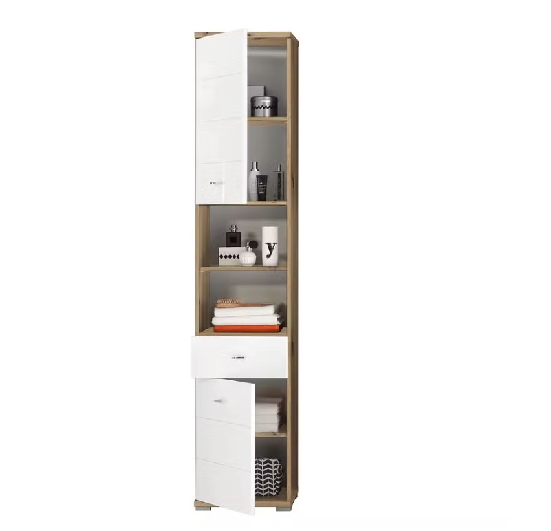 Armoire colonne de salle de bain blanc brillant