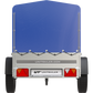 Remorque bagagère garden trailer 200 kipp 200 x 106 cm avec bâche haute bleue, arceau et roue jockey – Neuf – Prix Destockage
