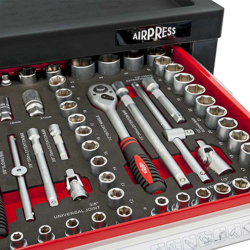 Petite Servante d'Atelier Complète - 7 Tiroirs - 217 Outils à Main