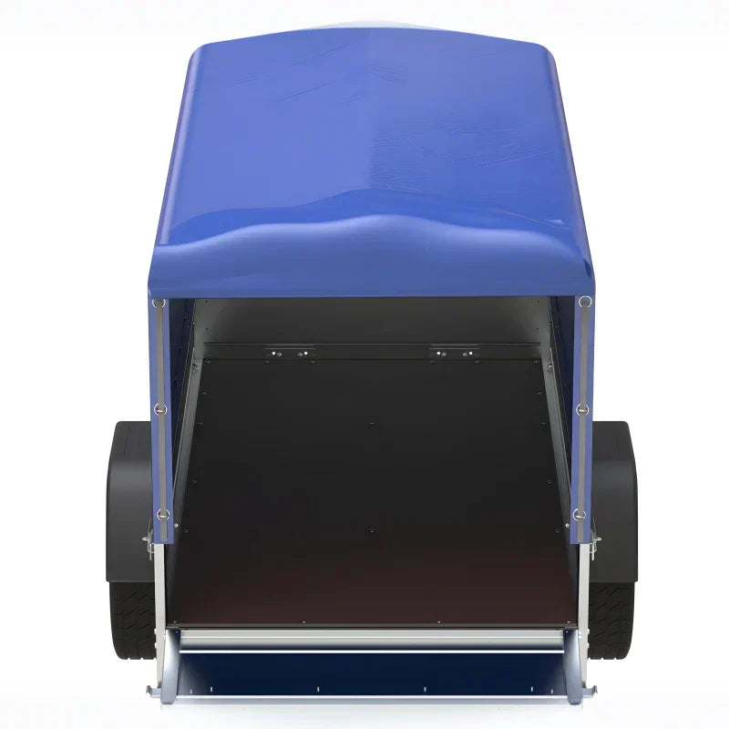 Remorque bagagère garden trailer 200 kipp 200 x 106 cm avec bâche haute bleue, arceau et roue jockey – Neuf – Prix Destockage