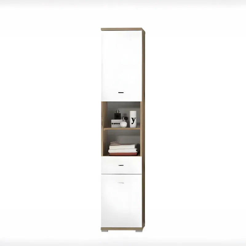 Armoire colonne de salle de bain blanc brillant