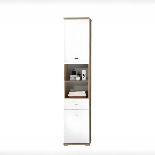 Armoire colonne de salle de bain blanc brillant